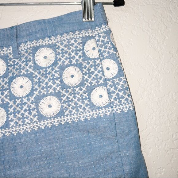 Madewell Chambray Sunstitch Embroidered Shorts Size 4 - Picture 3 of 8